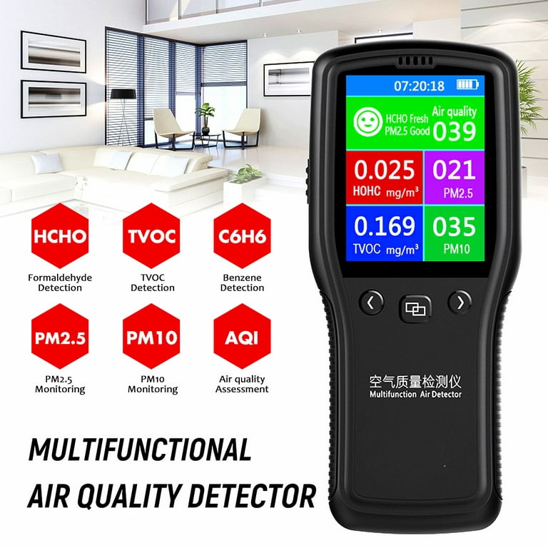 HSART Home Haze Detector PM2.5 Detector Formaldehyde Measuring Device Small and Light Large Screen 